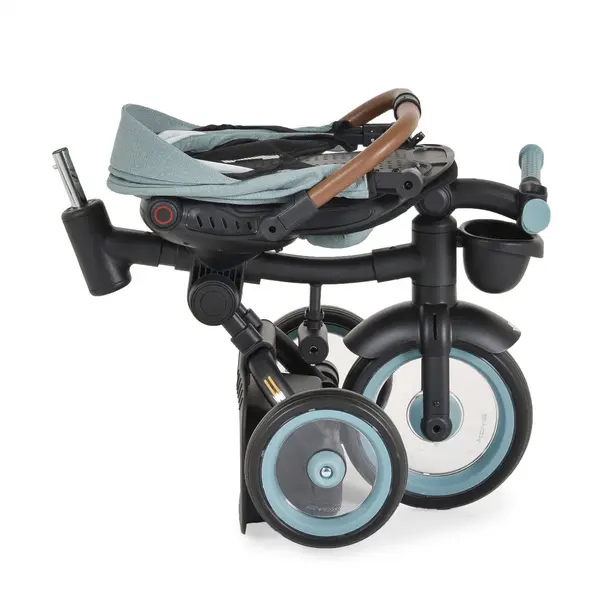 Tricicleta pentru copii Byox Jasper Green pliabila, cu maner parental, spatar reglabil, scaun rotativ, greutate admisa 25 kg