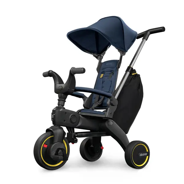 Tricicleta pentru copii Doona Liki Trike S3 Deep Blue ultrapliabila, spatar reglabil in multiple pozitii, ultracompacta, frana, cadru din aluminiu