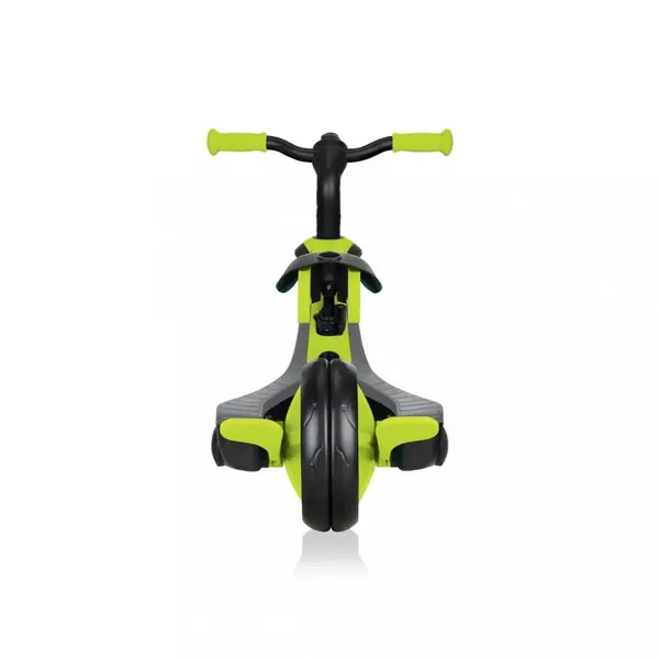 Tricicleta pentru copii Globber Explorer 4 in 1 Verde cu control parental, de la 10 luni, parasolar anti UV ajustabil, suport de picioare detasabil, scaun ajustabil pe inaltime