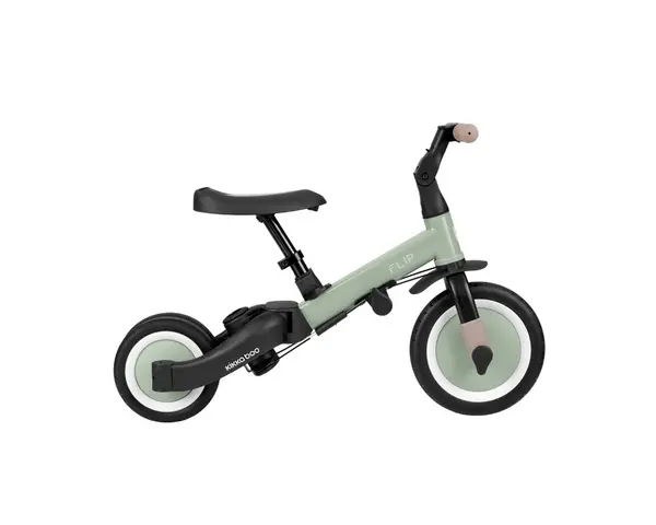 Tricicleta pentru copii KikkaBoo Flip Army Green, multifunctionala, transformabila 5 in 1 cu scaun reglabil, bara de protectie detasabila, potrivita de la 1 an la 5 ani
