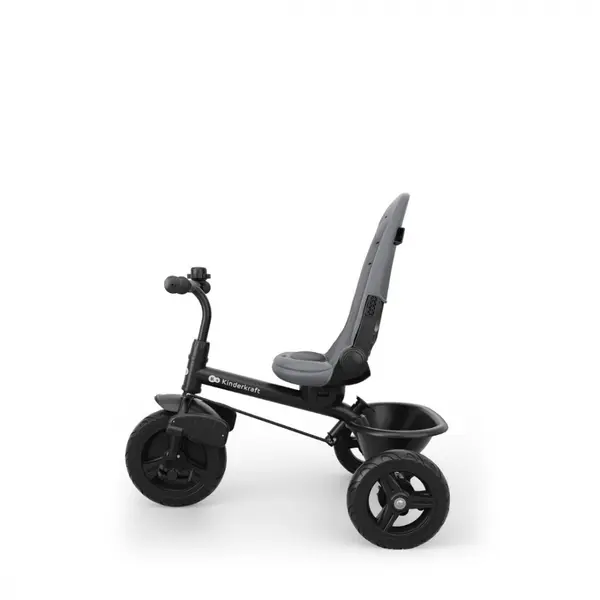 Tricicleta pentru copii KinderKraft Aston 2 Plus Grey, rotatie 360, maner reglabil, greutate admisa 25 kg