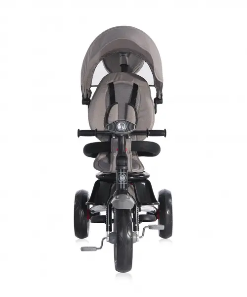 Tricicleta pentru copii Lorelli Enduro Grey Luxe 4 in 1 multifunctionala, scaun rotativ cu 2 tipuri de suport pentru picioare, roti mari silentioase, spatar reglabil pe 2 pozitii si cosulet textil