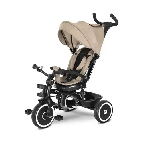 Tricicleta pentru copii Lorelli Tino, sezut rotativ 360 grade, scaun rabatabil, control parental, Bej