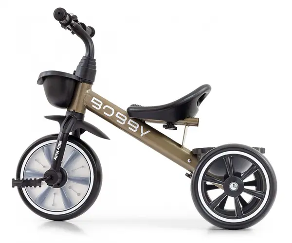 Tricicleta pentru copii Milly Mally Bobby Golden cu cadru robust din otel, roti Eva, +24 luni