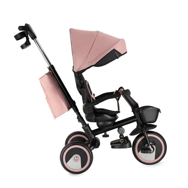 Tricicleta pentru copii Momi ivi Pink multifunctionala 3 in 1 cu scaun reversibil, maner telescopic, accesorii incluse