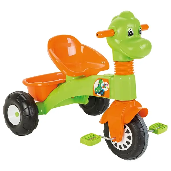 Tricicleta pentru copii Pilsan Dino Green cu pedale, spatiu de depozitare, greutate admisa 35 kg
