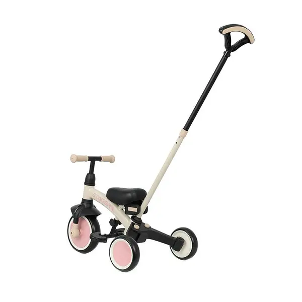 Tricicleta pentru copii Qplay Stager Roz evolutiva, pliabila, scaun reglabil, roti Eva, suport pentru picioare, maner parental reglabil