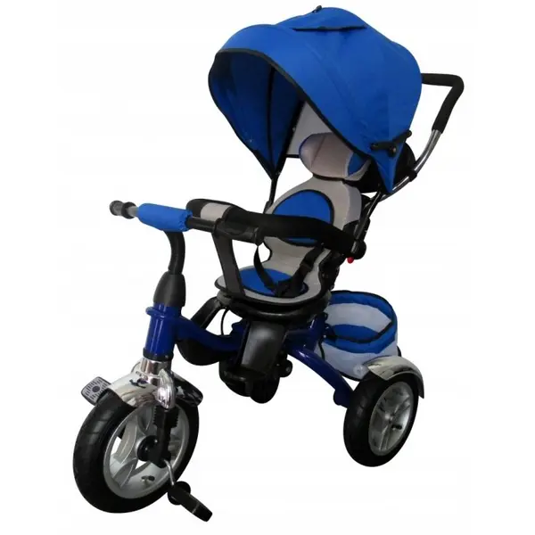 Tricicleta pentru copii R-Sport T3 albastru 3 in 1 cu pedale, cu roti gonflabile, maner cu control al directiei, scaun reversibil, rotire 360 grade, frana si centura de siguranta
