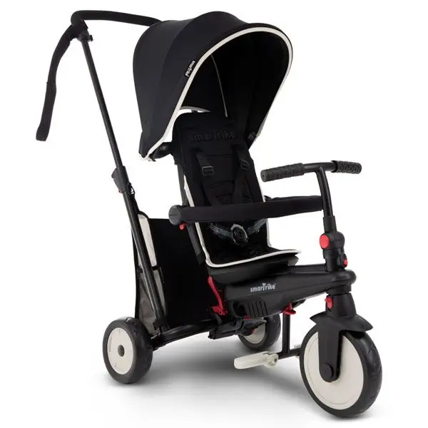 Tricicleta pentru copii Smart Trike STR3 Negru 6 in 1 ultrapliabila, dotata cu frana, scaun rabatabil, sistem patentat cu tehnologie Touch Steering, varsta 10 luni+