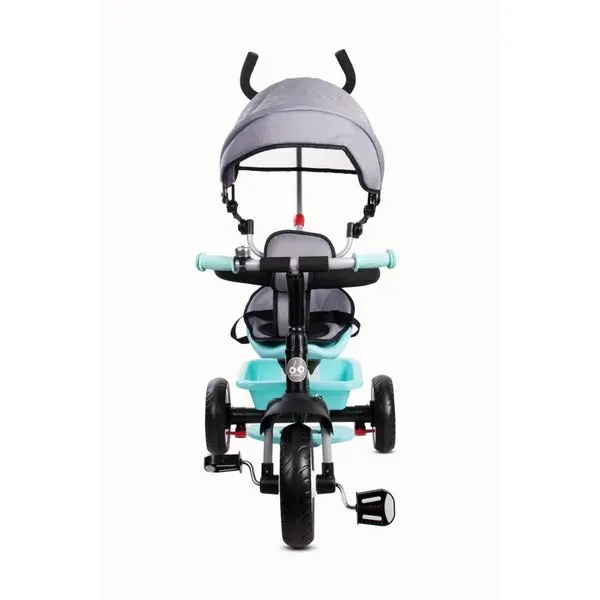 Tricicleta pentru copii Sun Baby 017 Fresh Turquoise Grey cu sezut reversibil 360, control al directiei, roti din spuma eva, suport pentru picioare pliabil