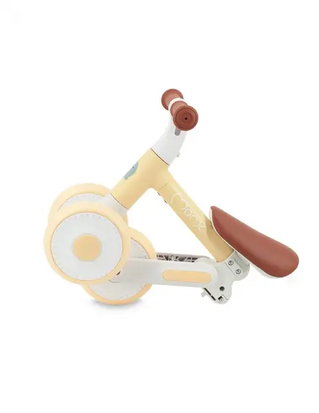 Tricicleta pliabila fara pedale Momi Dex yellow, cadru pliabil, scaun reglabil in 2 pozitii, roti din cauciuc Eva, greutate maxim admisa 20 kg, recomandata copiilor de la 1 an