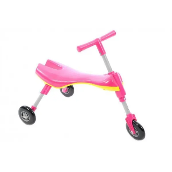 Tricicleta pliabila pentru copii Kids Scuttle Bug Roz, cadru metalic, 3 roti din silicon, greutate admisa 20 kg
