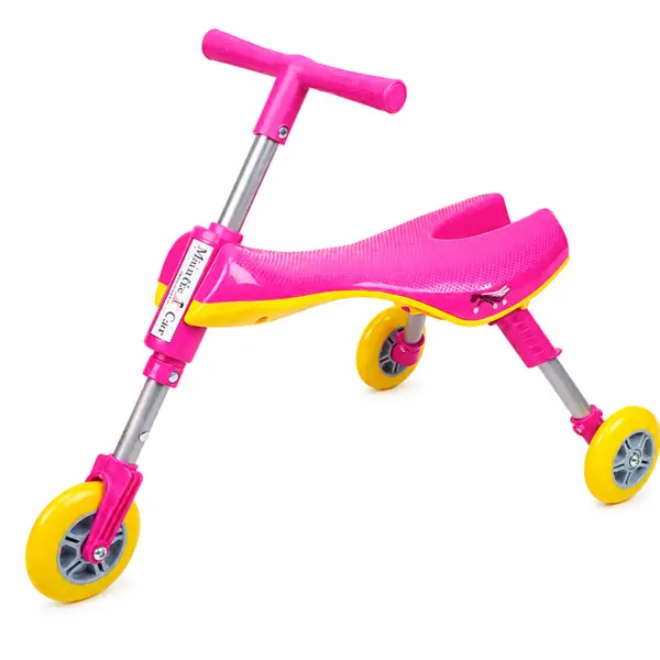 Tricicleta pliabila Scooter Baby Bug Ride-On cu roti din silicon - Roz