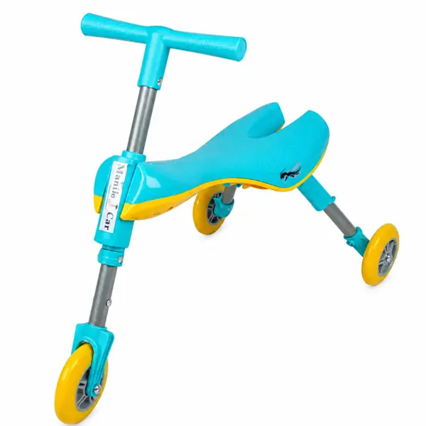 Tricicleta pliabila Scooter Baby Bug Ride-On cu roti din silicon - Albastru