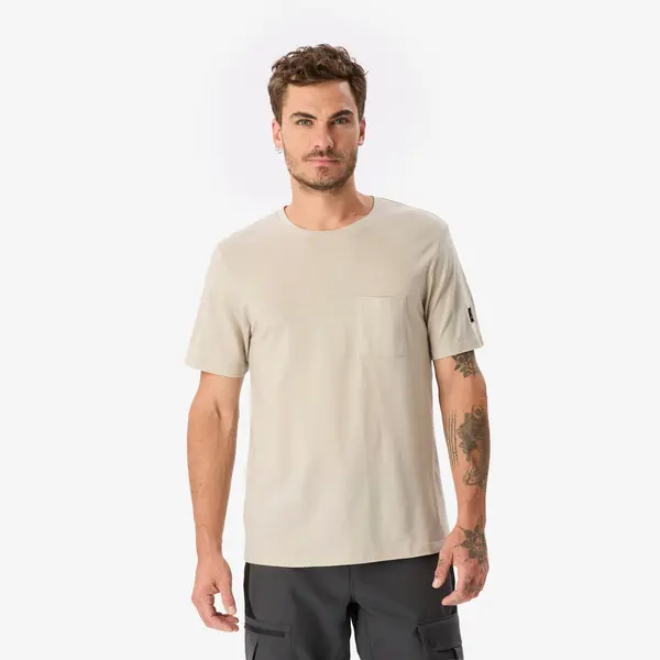 Tricou 100 % lână merinos, Merino 100% bej, bărbați