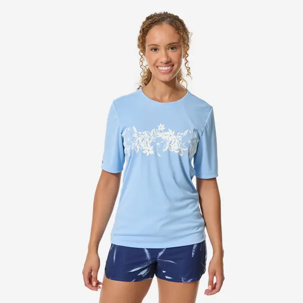 Tricou anti-UV UPF50+, UV>95% Malou Aloha Albastru Damă