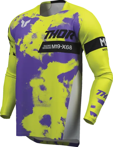 Tricou atv cross copii Thor Launchmode Bleach, culoare verde mov, marime YS