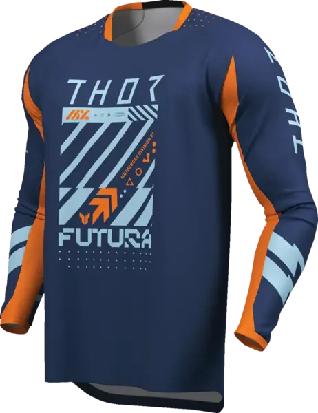 Tricou atv cross copii Thor Launchmode Futura, culoare bleumarin portocaliu, marime YXS