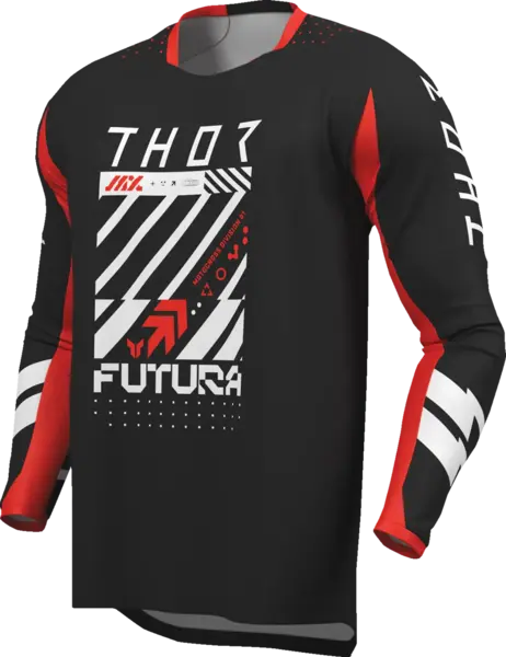 Tricou atv cross copii Thor Launchmode Futura, culoare negru rosu, marime 2YXS