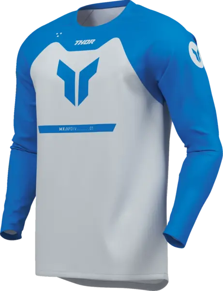 Tricou atv cross copii Thor Ridemode Menace, culoare gri albastru, marime YM