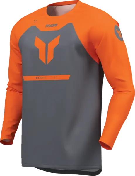 Tricou atv cross copii Thor Ridemode Menace, culoare gri portocaliu, marime YXS