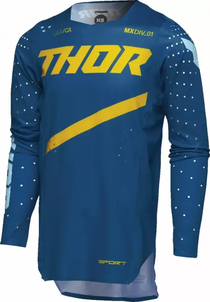 Tricou atv cross copii Thor SportMode Brave, culoare albastru galben, marime YM