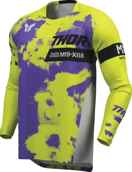 Tricou atv cross Thor Launchmode Bleach, culoare galben fluo mov, marime M