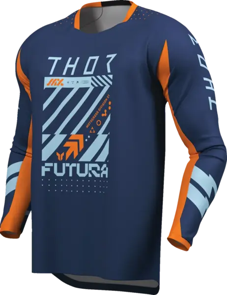 Tricou atv cross Thor Launchmode Futura, culoare bleumarin portocaliu, marime M