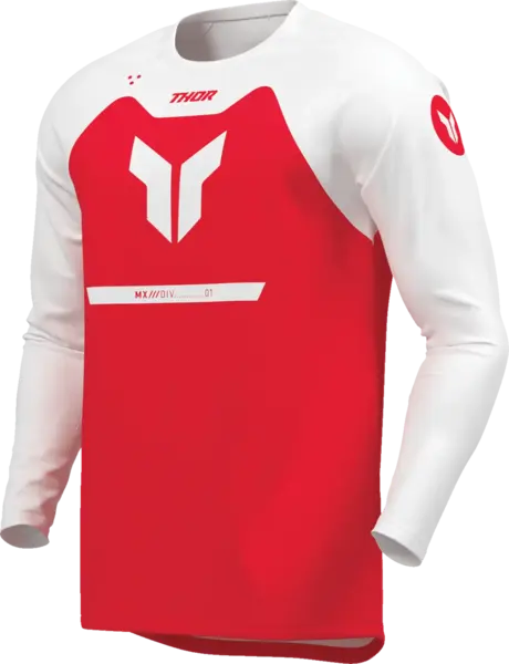Tricou atv cross Thor Ridemode Menace, culoare rosu alb, marime XL