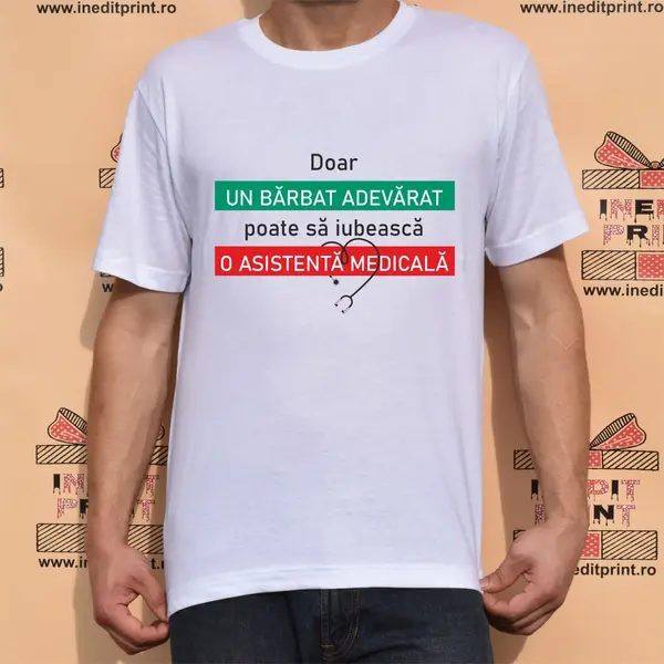 Tricou Barbat adevarat si Asistenta medicala TP160 -
