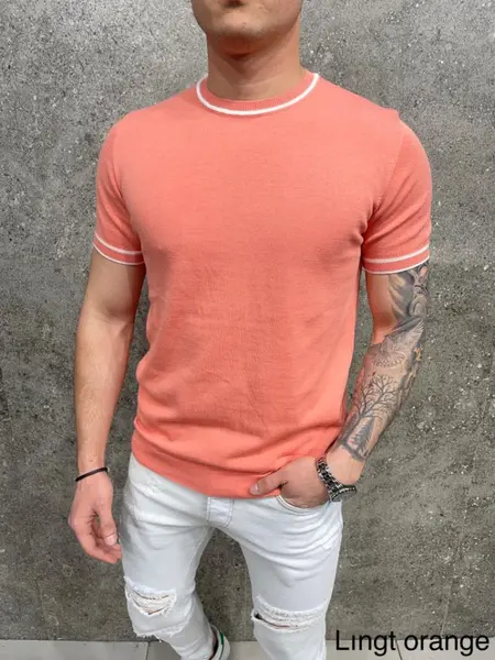 TRICOU CLASIC CASUAL LIGHT-PINK TSAS374(AJ7064) (MĂRIME: L)
