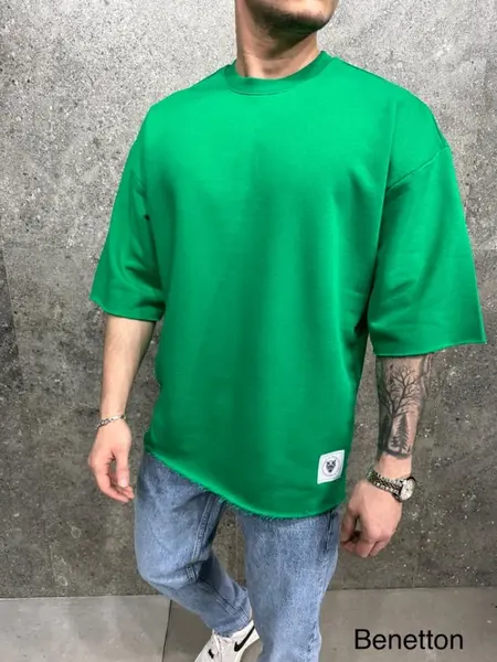 TRICOU CLASIC OVERSIZE BENETTON-GREEN TSAS452(6049) (MĂRIME: S)