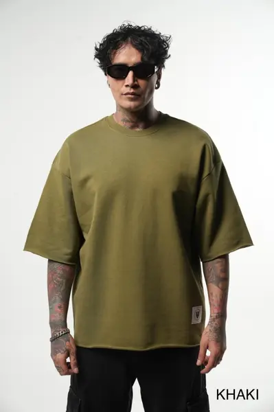 TRICOU CLASIC OVERSIZE KHAKI TSAS456(6049) (MĂRIME: L)
