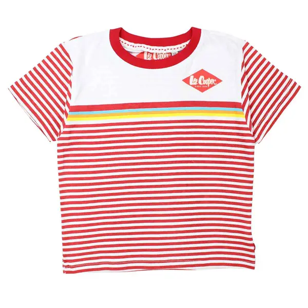 Tricou copii, 100% bumbac, alb rosu, Lee Cooper Engros