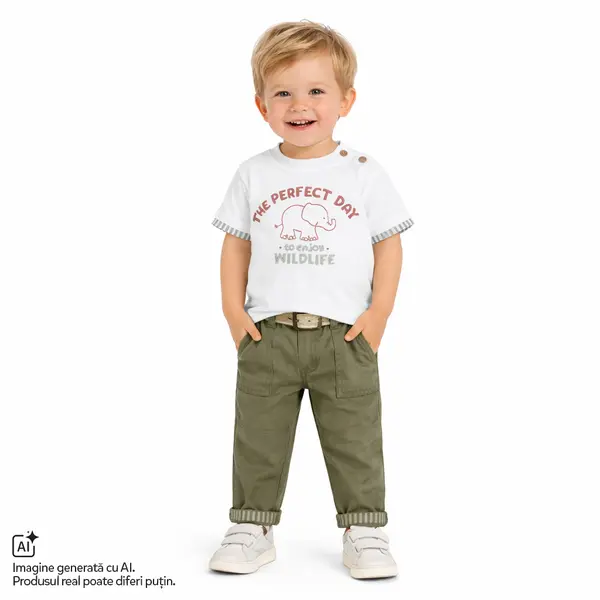 Tricou copii Chicco, Alb cu model, 01379-70MFCO
