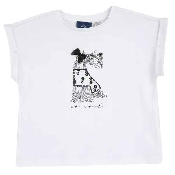 Tricou copii Chicco, alb cu model, 01726-70MC