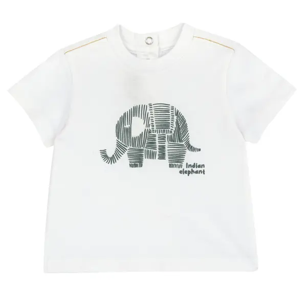 Tricou copii Chicco, alb cu model, 01869-70MFCO