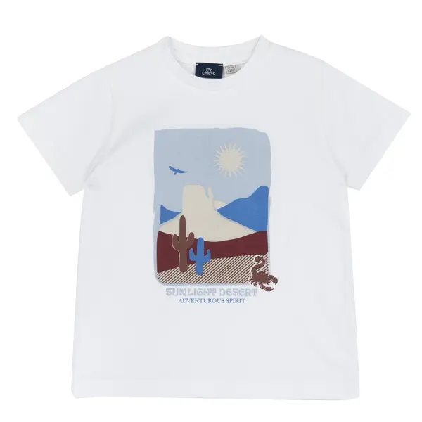 Tricou copii Chicco, alb cu model, 02055-70MC