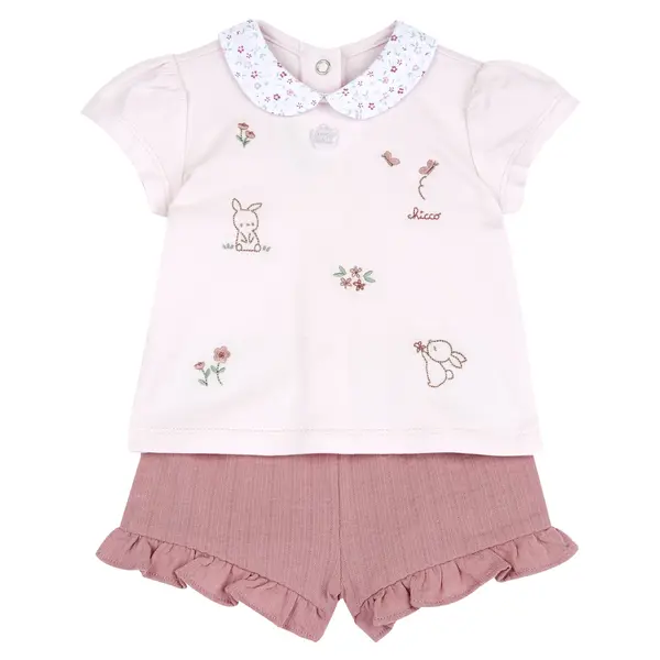 Tricou copii si pantaloni scurti Chicco, Roz prafuit, 01761-70MFCI