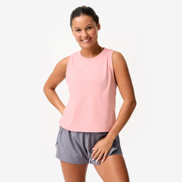 Tricou crop top din bumbac Roz Damă