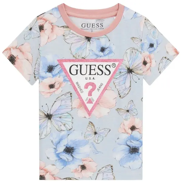 Tricou cu mânecă scurtă Guess - Cu fluturi, multicolor, 12 luni