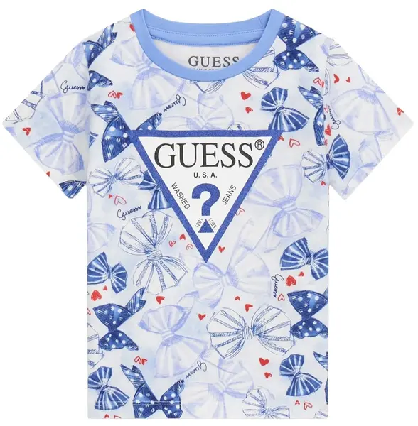 Tricou cu mânecă scurtă Guess - Panglici, albastru, 18 luni