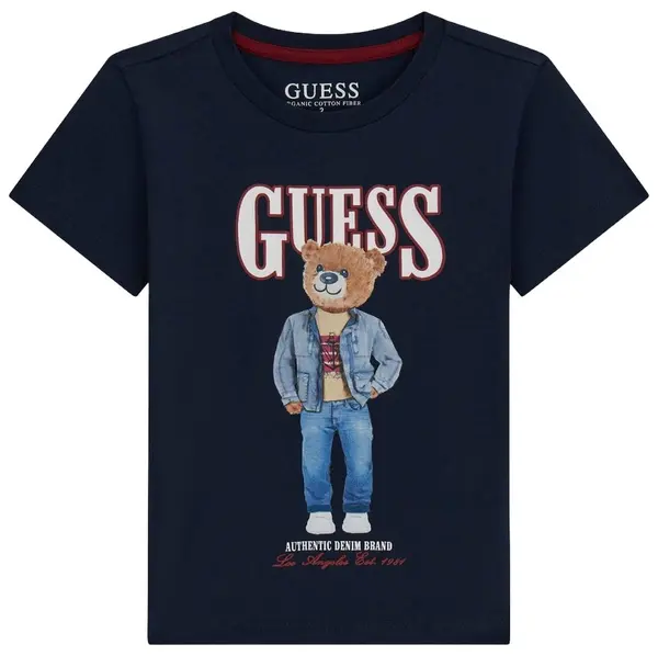 Tricou cu mânecă scurtă Guess - Urs, albastru închis, 18 luni
