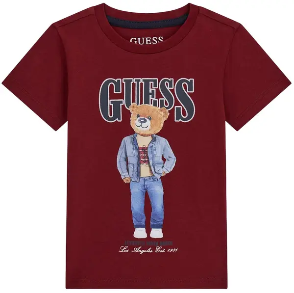 Tricou cu mânecă scurtă Guess - Urs, roşu, 12 luni
