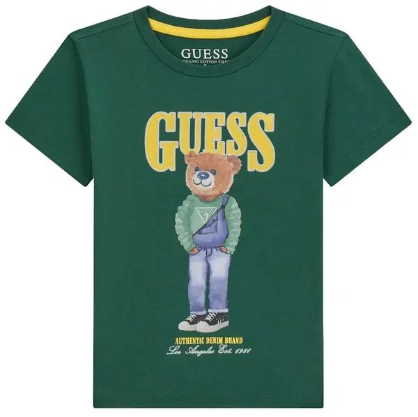 Tricou cu mânecă scurtă Guess - Urs, verde, 18 luni