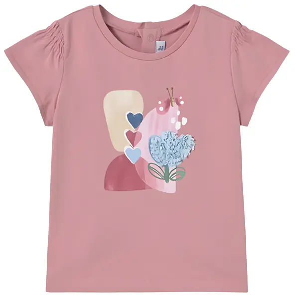 Tricou cu mânecă scurtă Mayoral - Cu broderie, roz, 12 luni