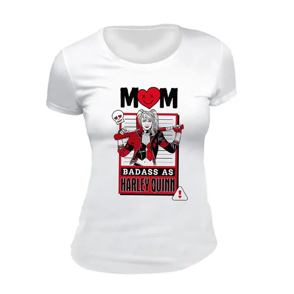Tricou Dama White DC Comics - Mom Badass as Harley Quinn - L