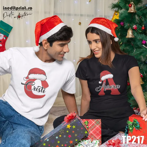Tricou de Craciun personalizat cu Initiale TP217 -