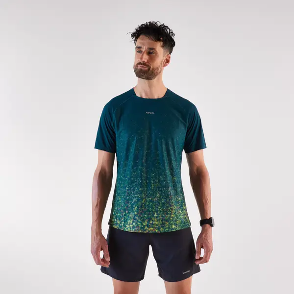 Tricou de trail Kiprun Run 500 Albastru Bărbați