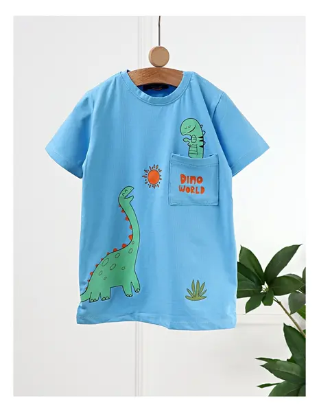 Tricou Dino World, model blue